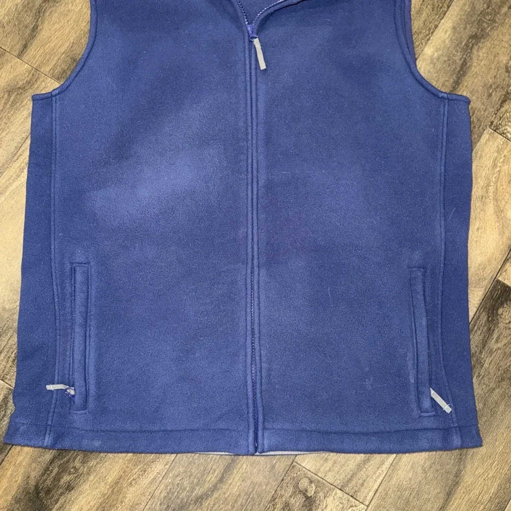 LANDS END Fleece Full-Zip Vest Zip Pockets Thermacheck‎ Navy Blue Men's Size M